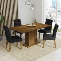 Conjunto Sala de Jantar Mesa Tampo de Madeira 4 Cadeiras Cindy Madesa