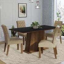 Conjunto Sala de Jantar Mesa Tampo de Madeira 4 Cadeiras Imperial Ashley Madesa