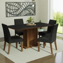 Conjunto Sala de Jantar Mesa Tampo de Madeira 4 Cadeiras Keila Madesa