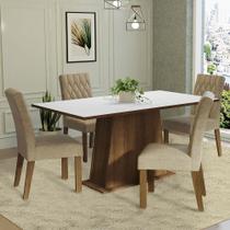 Conjunto Sala de Jantar Mesa Tampo de Madeira 4 Cadeiras Rustic/Branco/Imperial Ashley Madesa Conjunto Sala de Jantar Mesa Tampo de Madeira 4 Cadeiras Rustic/Branco/Imperial Ashley Madesa