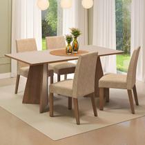 Conjunto Sala de Jantar Mesa Tampo de Madeira 4 Cadeiras Rustic/Crema/Imperial April Madesa