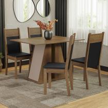 Conjunto Sala De Jantar Mesa Tampo De Madeira 4 Cadeiras Rustic/crema/preto Angel Madesa