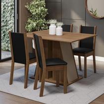 Conjunto Sala De Jantar Mesa Tampo De Madeira 4 Cadeiras Rustic/crema/preto Sophie Madesa