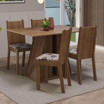 Conjunto Sala De Jantar Mesa Tampo De Madeira 4 Cadeiras Rustic/hibiscos Marilyn Madesa Conjunto Sala De Jantar Mesa Tampo De Madeira 4 Cadeiras Rustic/hibiscos Marilyn Madesa