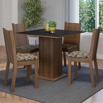 Conjunto Sala De Jantar Mesa Tampo De Madeira 4 Cadeiras Rustic/preto/bege Marrom Samara Madesa