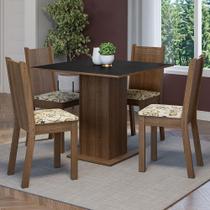 Conjunto Sala de Jantar Mesa Tampo de Madeira 4 Cadeiras Rustic/Preto Samara Madesa