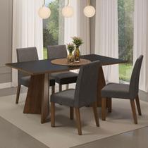 Conjunto Sala de Jantar Mesa Tampo de Madeira 4 Cadeiras Rustic/Preto/Silver April Madesa