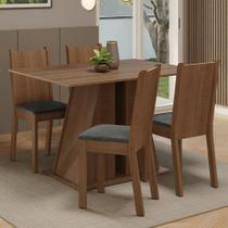 Conjunto Sala de Jantar Mesa Tampo de Madeira 4 Cadeiras Rustic/Silver Marilyn Madesa