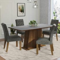 Conjunto Sala de Jantar Mesa Tampo de Madeira 4 Cadeiras Silver Ashley Madesa