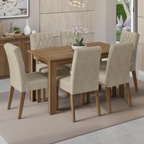Conjunto Sala de Jantar Mesa Tampo de Madeira 6 Cadeiras Allegro Madesa