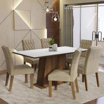 Conjunto Sala de Jantar Mesa Tampo de Madeira 6 Cadeiras Imperial Britney Madesa