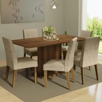 Conjunto Sala de Jantar Mesa Tampo de Madeira 6 Cadeiras Imperial Renata Madesa