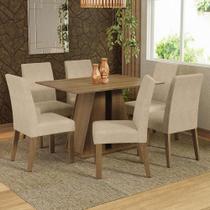 Conjunto Sala de Jantar Mesa Tampo de Madeira 6 Cadeiras Rustic Cheryl Madesa