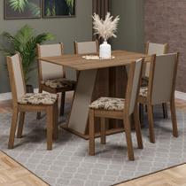 Conjunto Sala De Jantar Mesa Tampo De Madeira 6 Cadeiras Rustic/crema/bege Marrom Wendy Madesa Conjunto Sala De Jantar Mesa Tampo De Madeira 6 Cadeiras Rustic/crema/bege Marrom Wendy Madesa