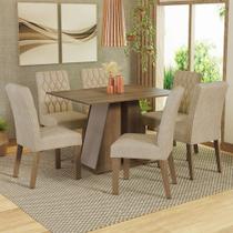Conjunto Sala de Jantar Mesa Tampo de Madeira 6 Cadeiras Rustic/Crema/Imperial Fabiana Madesa Conjunto Sala de Jantar Mesa Tampo de Madeira 6 Cadeiras Rustic/Crema/Imperial Fabiana Madesa