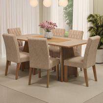 Conjunto Sala de Jantar Mesa Tampo de Madeira 6 Cadeiras Rustic/Crema/Imperial Madison Madesa
