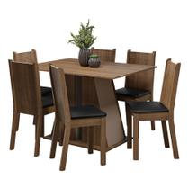 Conjunto Sala De Jantar Mesa Tampo De Madeira 6 Cadeiras Rustic/crema/preto