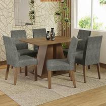 Conjunto Sala De Jantar Mesa Tampo De Madeira 6 Cadeiras Rustic/crema/silver Cheryl Madesa Conjunto Sala De Jantar Mesa Tampo De Madeira 6 Cadeiras Rustic/crema/silver Cheryl Madesa