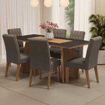 Conjunto Sala de Jantar Mesa Tampo de Madeira 6 Cadeiras Rustic/Preto/Silver Madison Madesa