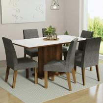 Conjunto Sala de Jantar Mesa Tampo de Madeira 6 Cadeiras Silver Renata Madesa