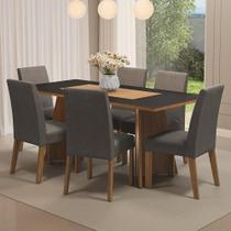 Conjunto Sala de Jantar Mesa Tampo de Madeira 6 Cadeiras Simone Madesa
