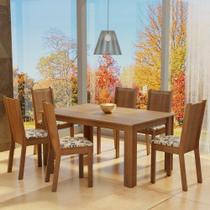 Conjunto Sala de Jantar Mesa Tampo de Madeira com 6 Cadeiras Analu Madesa