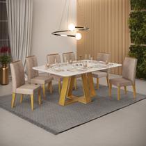 Conjunto Sala de Jantar Mesa Tampo de Vidro 1,70 com 6 Cadeiras Kiara