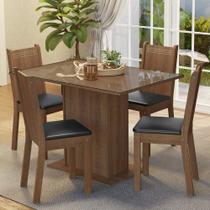 Conjunto Sala de Jantar Mesa Tampo de Vidro 4 Cadeiras Camélia Madesa Conjunto Sala de Jantar Mesa Tampo de Vidro 4 Cadeiras Camélia Madesa