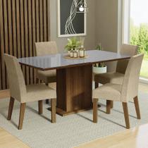 Conjunto Sala de Jantar Mesa Tampo de Vidro 4 Cadeiras Imperial Avril Madesa