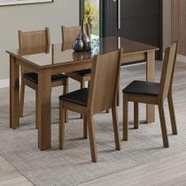 Conjunto Sala de Jantar Mesa Tampo de Vidro 4 Cadeiras Kiara Madesa Conjunto Sala de Jantar Mesa Tampo de Vidro 4 Cadeiras Kiara Madesa