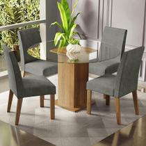 Conjunto Sala De Jantar Mesa Tampo De Vidro 4 Cadeiras Conjunto Sala De Jantar Mesa Tampo De Vidro 4 Cadeiras