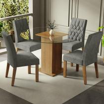 Conjunto Sala De Jantar Mesa Tampo De Vidro 4 Cadeiras Conjunto Sala De Jantar Mesa Tampo De Vidro 4 Cadeiras