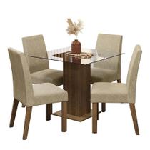 Conjunto Sala De Jantar Mesa Tampo De Vidro 4 Cadeiras