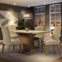 Conjunto Sala De Jantar Mesa Tampo De Vidro 4 Cadeiras Rust