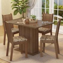 Conjunto Sala De Jantar Mesa Tampo De Vidro 4 Cadeiras Rustic/bege Marrom Camélia Madesa Conjunto Sala De Jantar Mesa Tampo De Vidro 4 Cadeiras Rustic/bege Marrom Camélia Madesa
