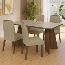 Conjunto Sala de Jantar Mesa Tampo de Vidro 4 Cadeiras Rustic/Crema/Imperial Porto Madesa