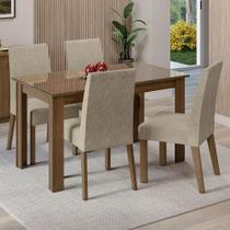 Conjunto Sala de Jantar Mesa Tampo de Vidro 4 Cadeiras Rustic/Imperial Antônia Madesa Conjunto Sala de Jantar Mesa Tampo de Vidro 4 Cadeiras Rustic/Imperial Antônia Madesa