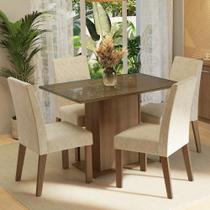 Conjunto Sala de Jantar Mesa Tampo de Vidro 4 Cadeiras Rustic/Imperial Zion Madesa Conjunto Sala de Jantar Mesa Tampo de Vidro 4 Cadeiras Rustic/Imperial Zion Madesa