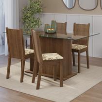 Conjunto Sala De Jantar Mesa Tampo De Vidro 4 Cadeiras Rustic/lírio Bege Espanha Madesa Conjunto Sala De Jantar Mesa Tampo De Vidro 4 Cadeiras Rustic/lírio Bege Espanha Madesa