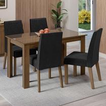 Conjunto Sala de Jantar Mesa Tampo de Vidro 4 Cadeiras Rustic/Oxford Antônia Madesa Conjunto Sala de Jantar Mesa Tampo de Vidro 4 Cadeiras Rustic/Oxford Antônia Madesa