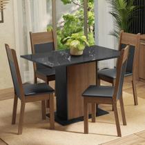 Conjunto Sala De Jantar Mesa Tampo De Vidro 4 Cadeiras Rustic/preto Viena Madesa