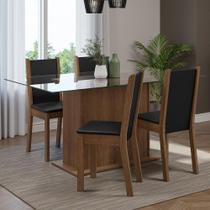 Conjunto Sala De Jantar Mesa Tampo De Vidro 4 Cadeiras Rustic/preto Yara Madesa Rustic/preto