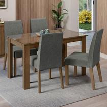 Conjunto Sala de Jantar Mesa Tampo de Vidro 4 Cadeiras Rustic/Silver Antônia Madesa