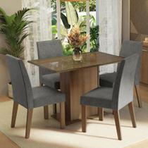 Conjunto Sala de Jantar Mesa Tampo de Vidro 4 Cadeiras Rustic/Silver Zion Madesa