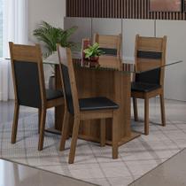 Conjunto Sala de Jantar Mesa Tampo de Vidro 4 Cadeiras Savana Madesa