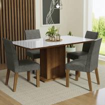 Conjunto Sala de Jantar Mesa Tampo de Vidro 4 Cadeiras Silver Avril Madesa