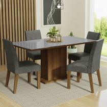 Conjunto Sala de Jantar Mesa Tampo de Vidro 4 Cadeiras Silver Avril Madesa Conjunto Sala de Jantar Mesa Tampo de Vidro 4 Cadeiras Silver Avril Madesa