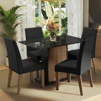 Conjunto Sala de Jantar Mesa Tampo de Vidro 4 Cadeiras Zion Madesa Conjunto Sala de Jantar Mesa Tampo de Vidro 4 Cadeiras Zion Madesa