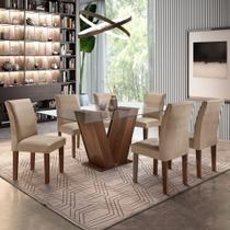 Conjunto Sala de Jantar Mesa Tampo de Vidro 6 Cadeiras Classic Conjunto Sala de Jantar Mesa Tampo de Vidro 6 Cadeiras Classic