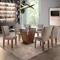 Conjunto Sala de Jantar Mesa Tampo de Vidro 6 Cadeiras Classic Cel Móveis
